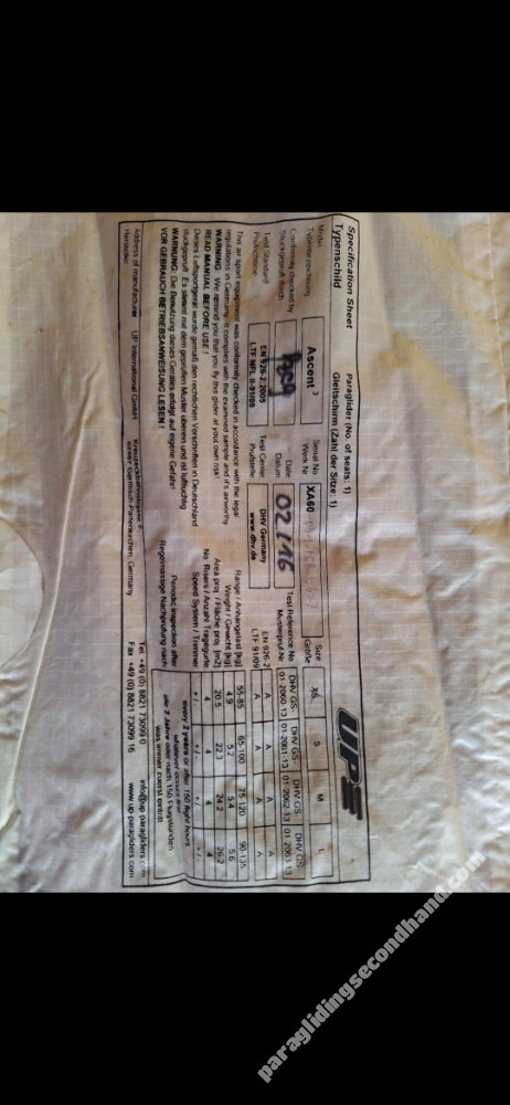 UP Ascent 3, Xs, 2016, (55-85kg), 50h