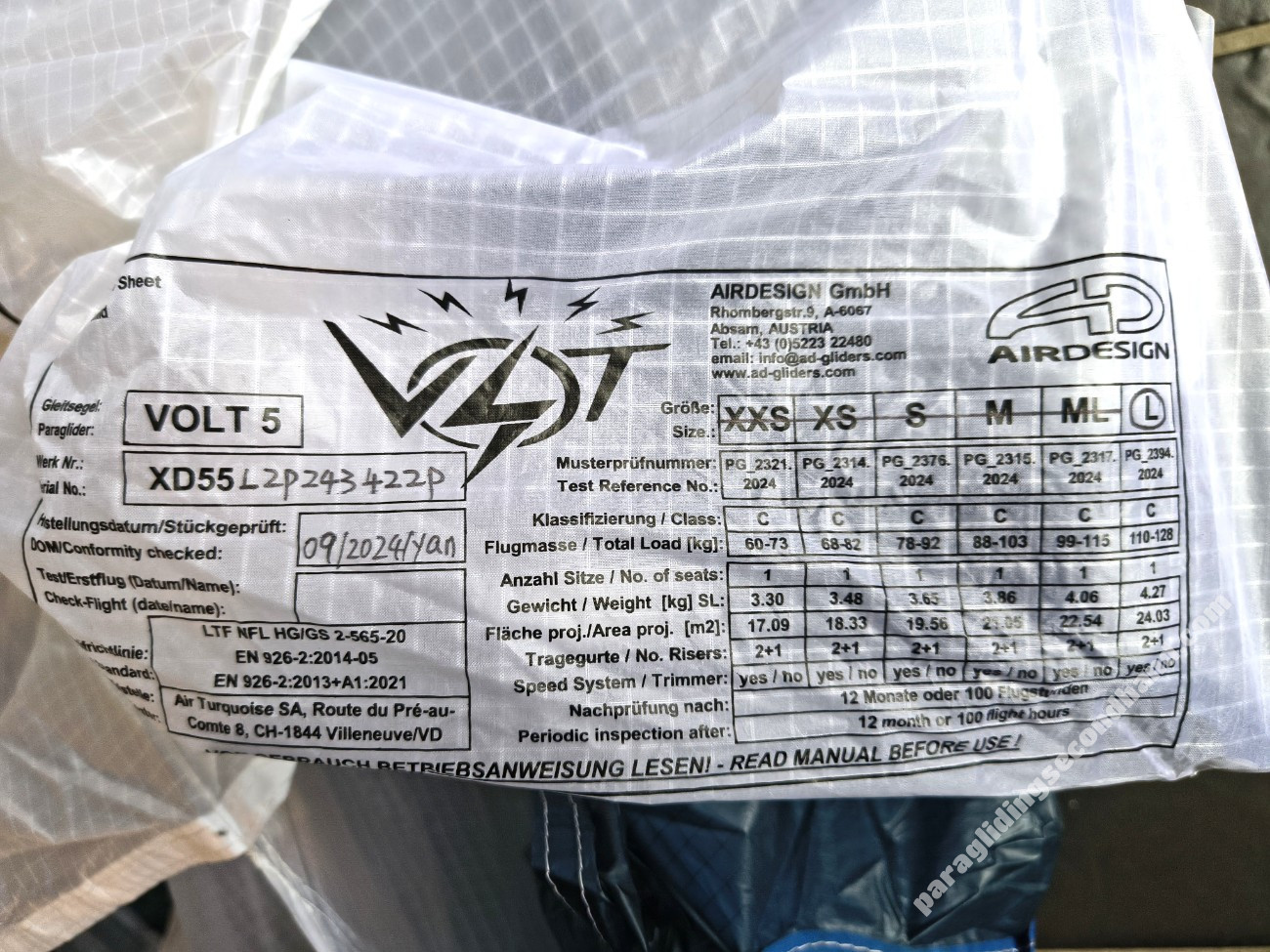 Air Design Volt 5, L, 2024, (110-128kg), 8h