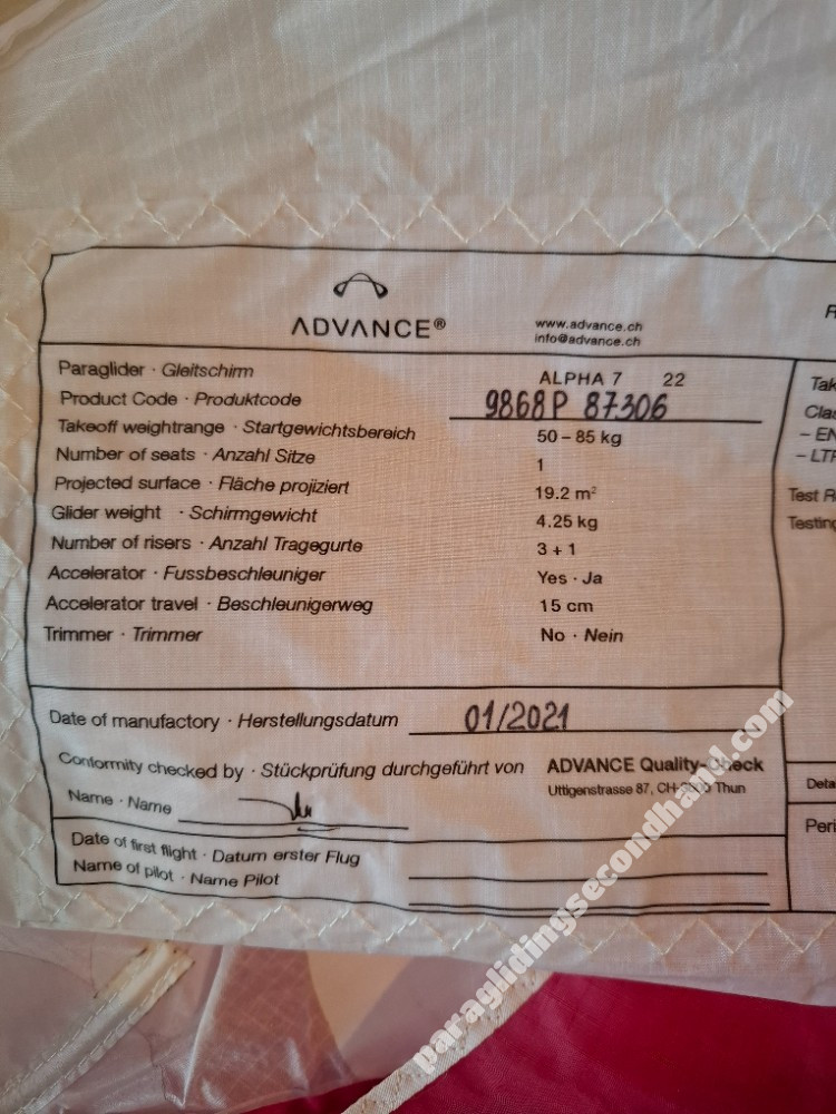 Advance Alpha 7, 22, 2021, (50-85kg), 65h