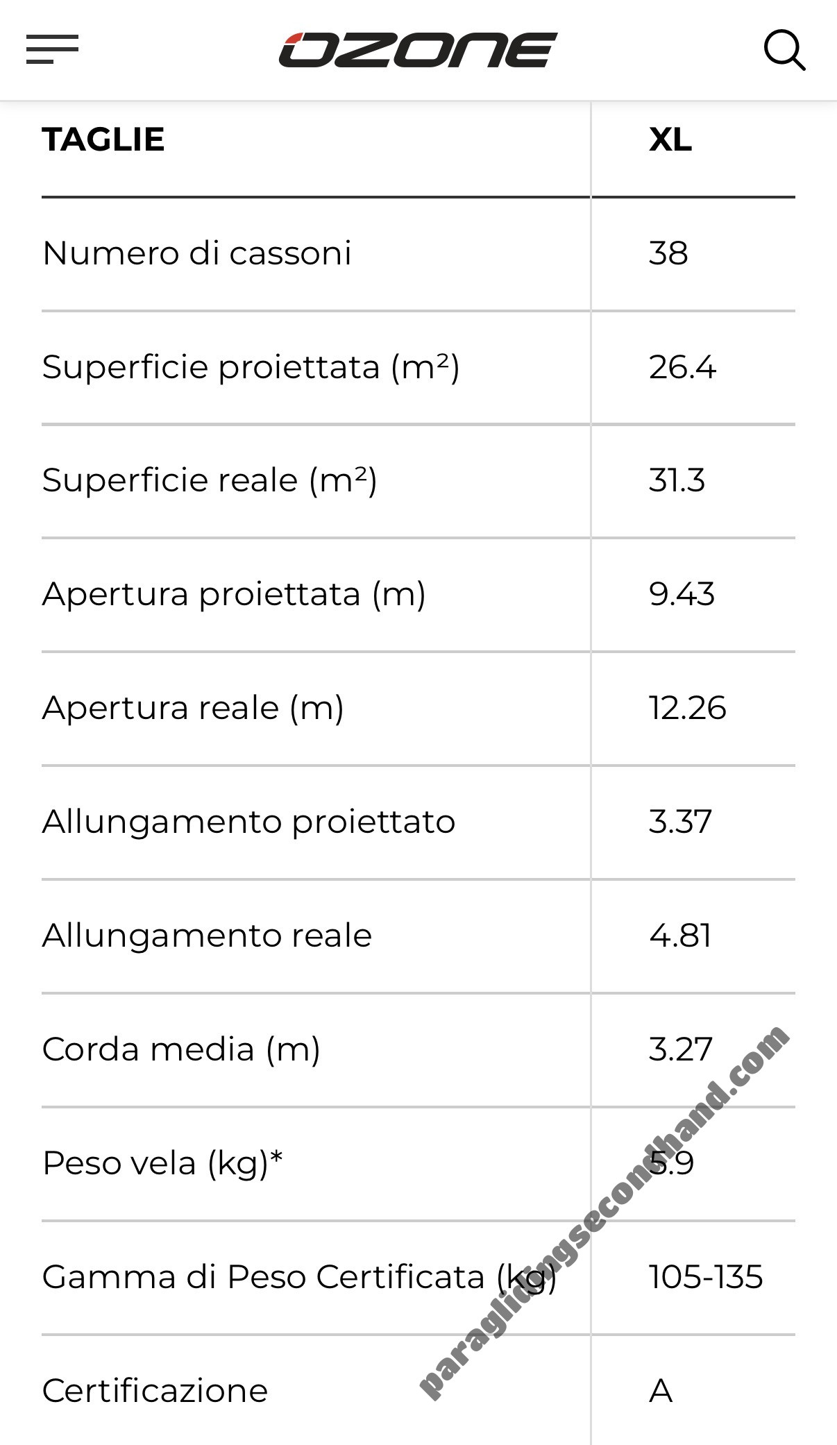 Ozone Moxie, XL, 2024, (105-135kg), 20h