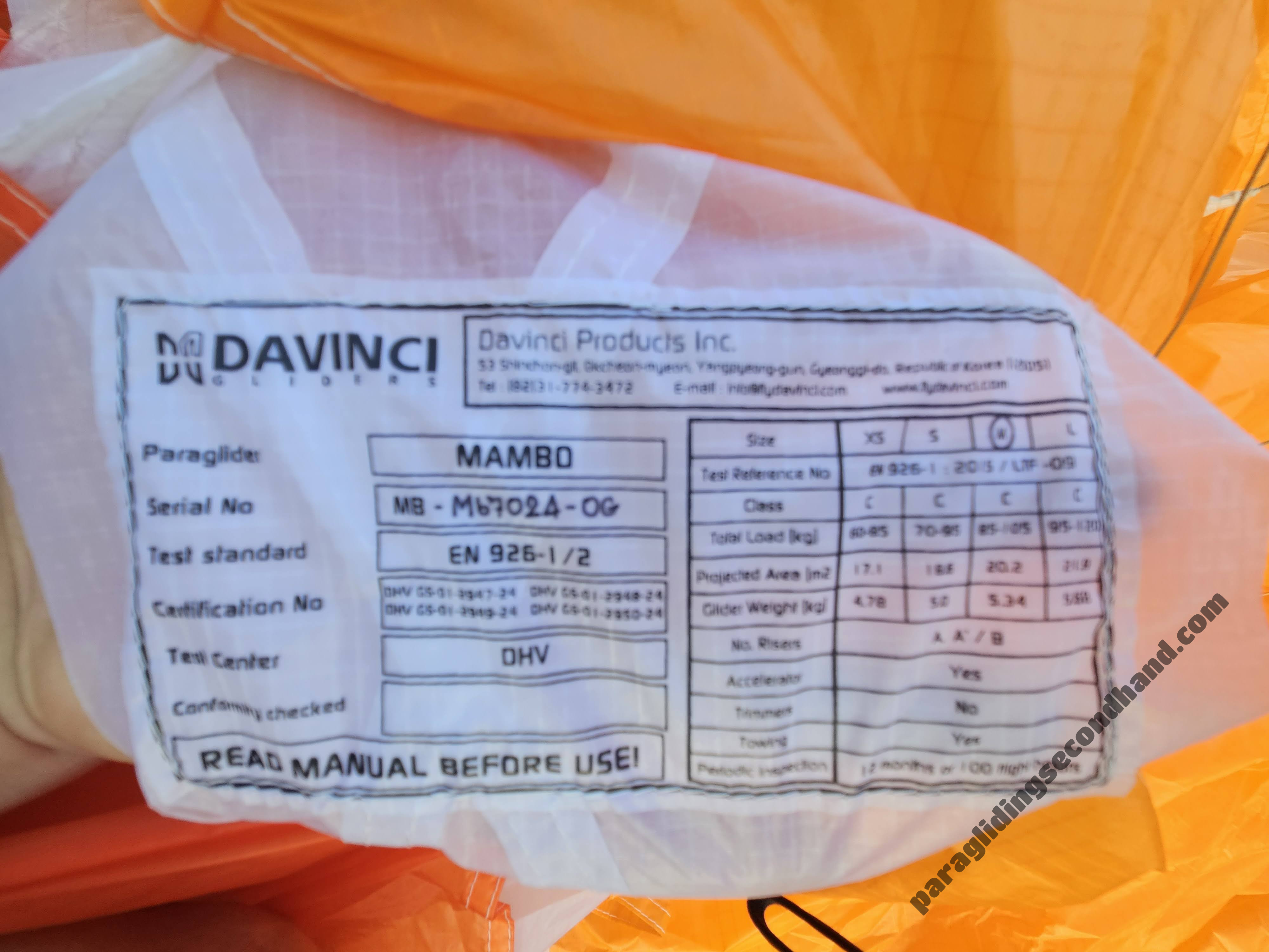 Davinci Gliders Mambo, M, 2025, (85-105kg), 80h