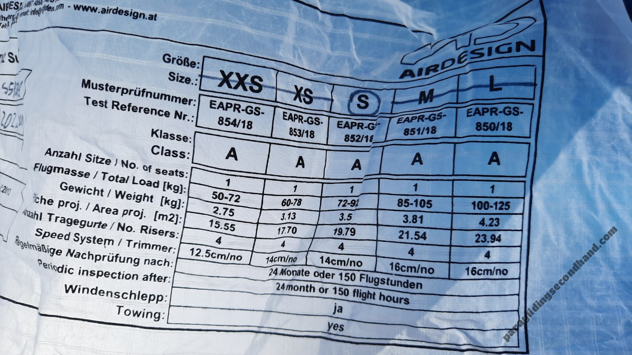 Air Design Eazy, S, 2022, (72-92kg), 10h