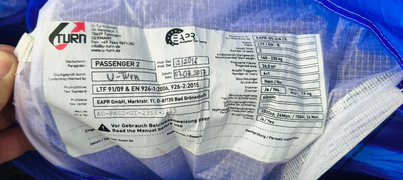 U-Turn Passanger 2, 41, 2017, (140-230kg), 50h