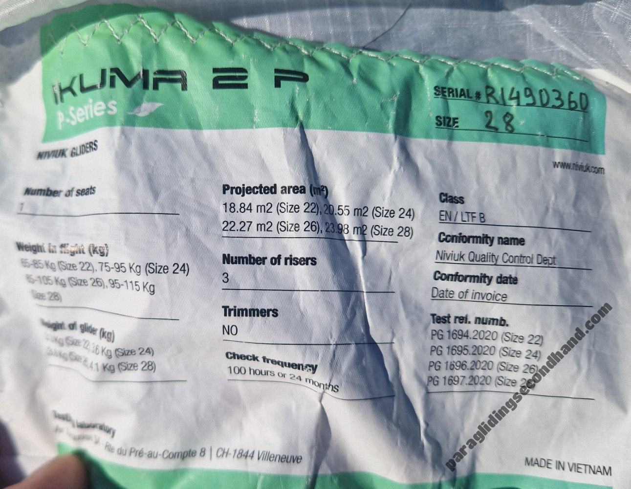 Niviuk Ikuma 2 P, 28 m², 2022, (95-115kg), 60h