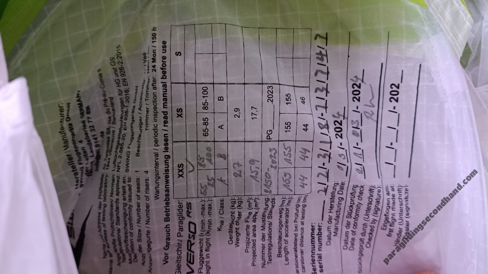 Swing Verso, XXS, 2024, (55-100kg), 1h