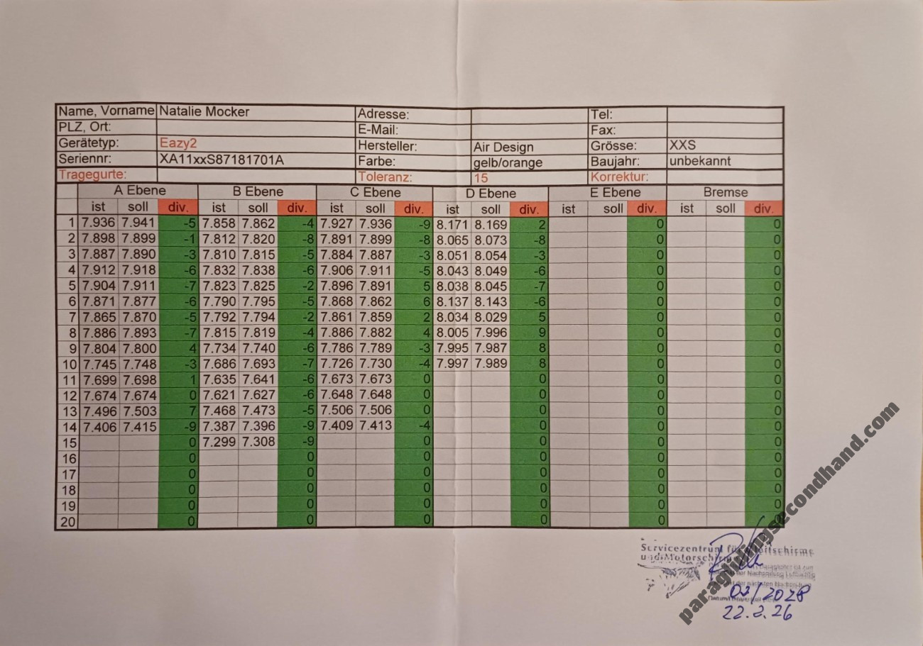 Air Design Eazy 2, XXS, 2018, (50-72kg), 60h - Image 9