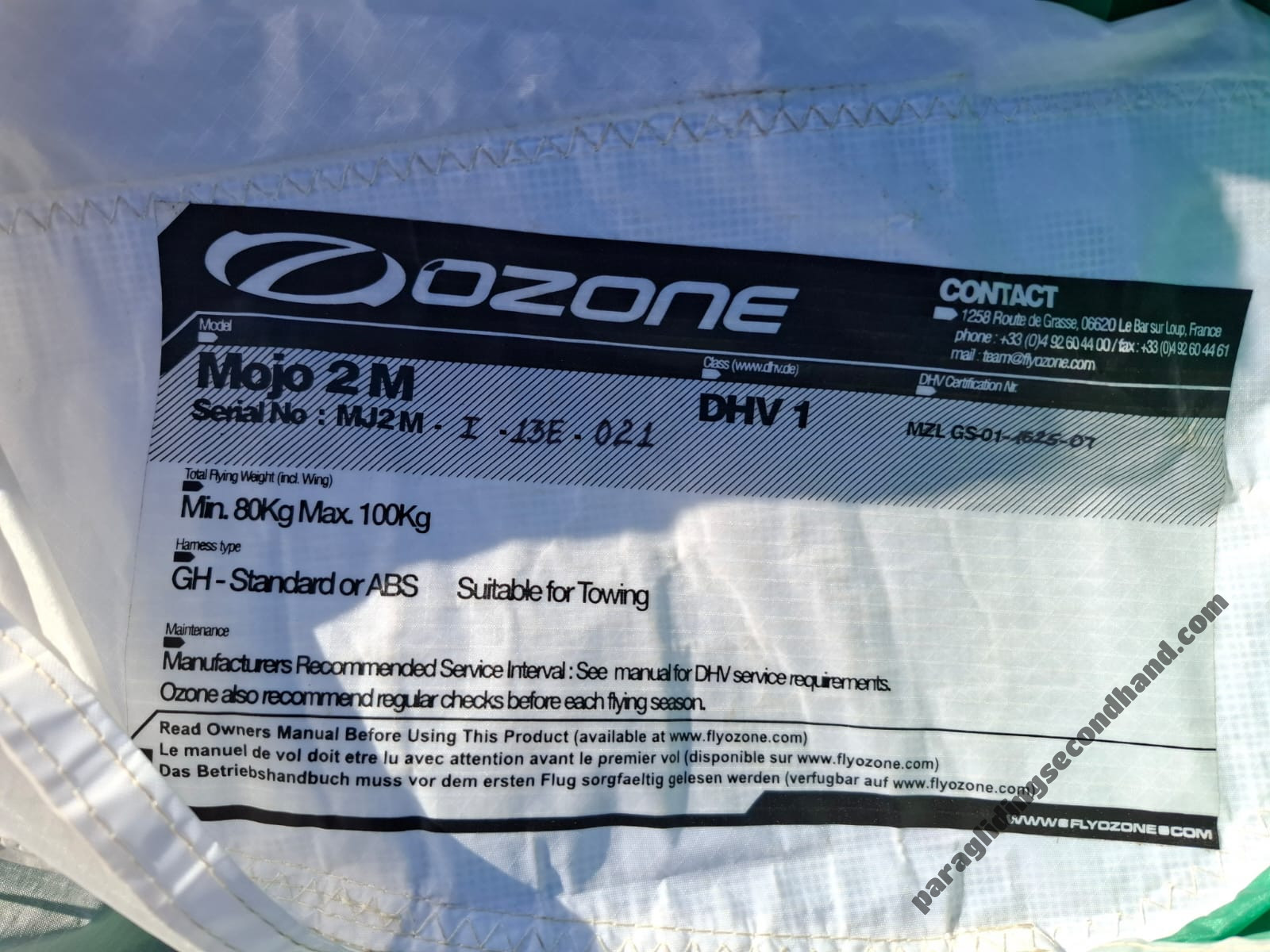 Ozone Mojo 2, M-L, 2013, (80-100kg), 50h