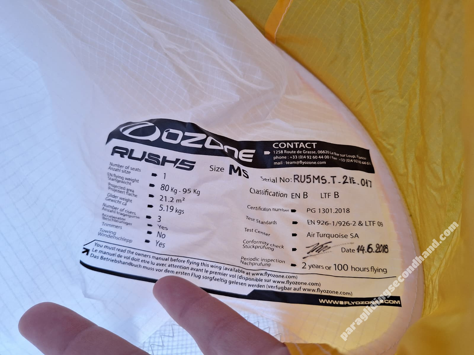 Ozone Rush 5, MS, 2018, (80-95kg), 38h