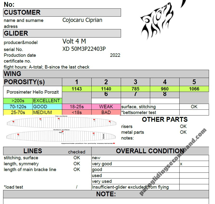 Air Design Volt 4, M, 2022, (88-103kg), 100h