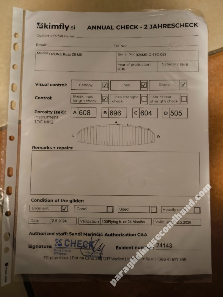 Ozone Buzz z5, MS, 2016, (75-95kg), 90h - Image 5