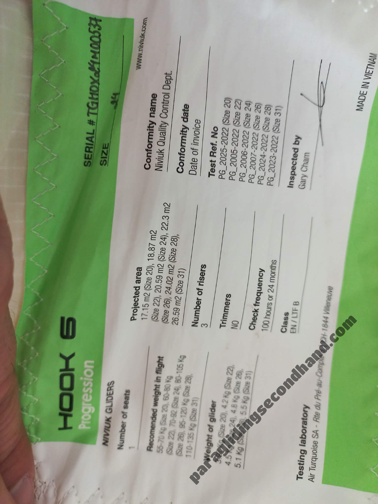 Niviuk Hook 6, 24, 2025, (70-92kg), 30h - Image 4