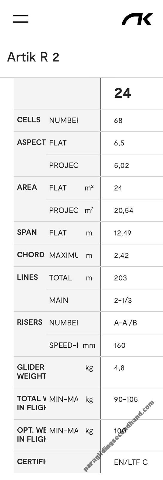 Niviuk Artik r 2, 24, 2025, (90-105kg), 50h - Image 2