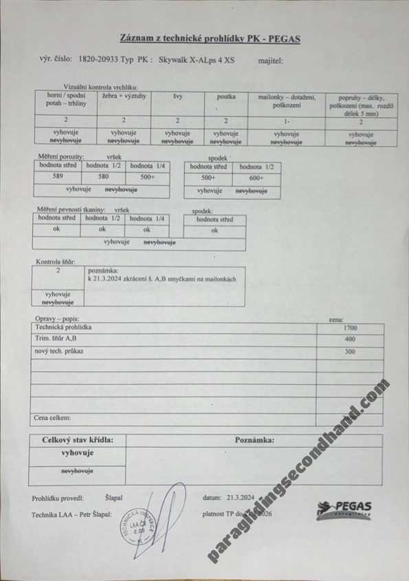 Skywalk X-Alps 4, XS, 2021, (70-85kg), 90h - Obrázek 4