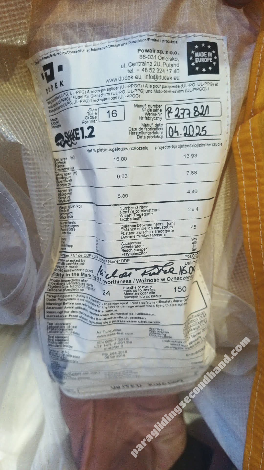 Dudek Snake 1.2, 16, 2025, (60-140kg), 3h