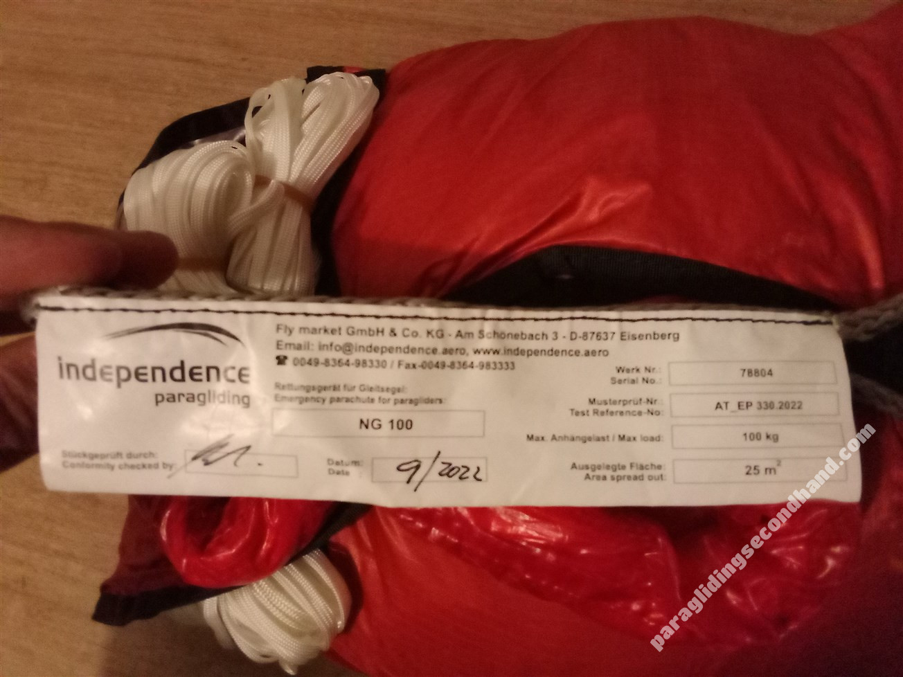 paracadute emergenza parapendio indipendence ng 100 - Image 3