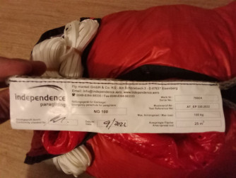 paracadute emergenza parapendio indipendence ng 100