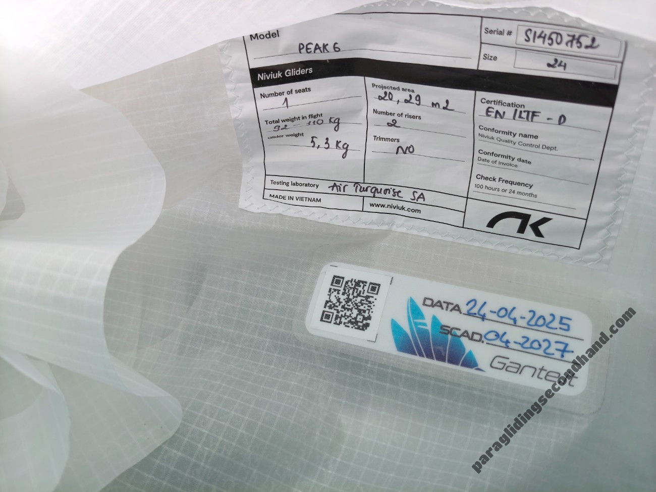 Niviuk Peak 6, 24, 2023, (92-110kg), 140h - Image 2