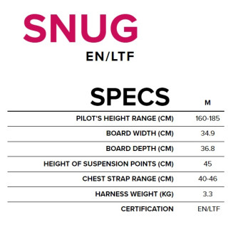 COMPLETE SET: Supair Leaf, EN-B, S (75-95kg) + BGD Snug, M + Advance Companion SQR 100 + Backpack
