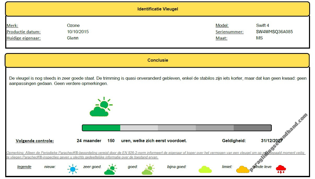 Ozone Swift 4, MS, 2015, (75-95kg), 200h - Image 2