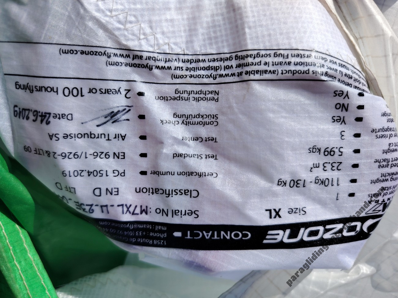 Ozone Mantra 7, XL, 2019, (110-130kg), 150h - Image 7