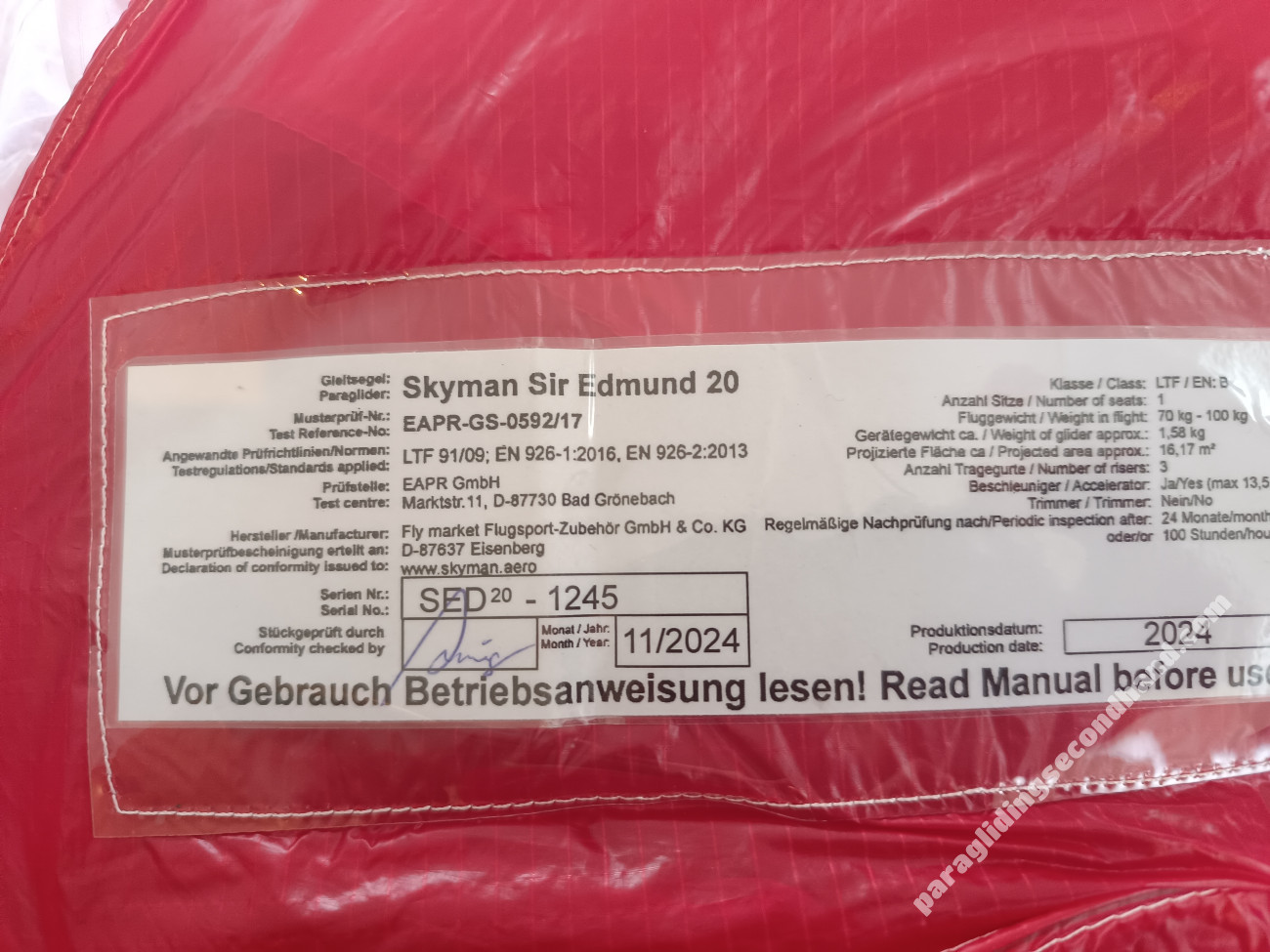 Skyman SIR EDMUND, 20, 2024, (70-100kg), 10h