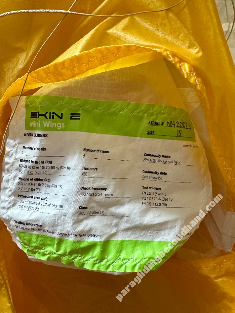 Niviuk Skin 2, 18, 2017, (70-90kg), 20h - Image 3