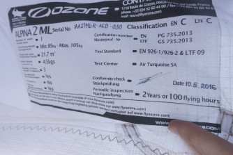 Ozone Alpina 2, ML, 2016, (85-105kg), 125h