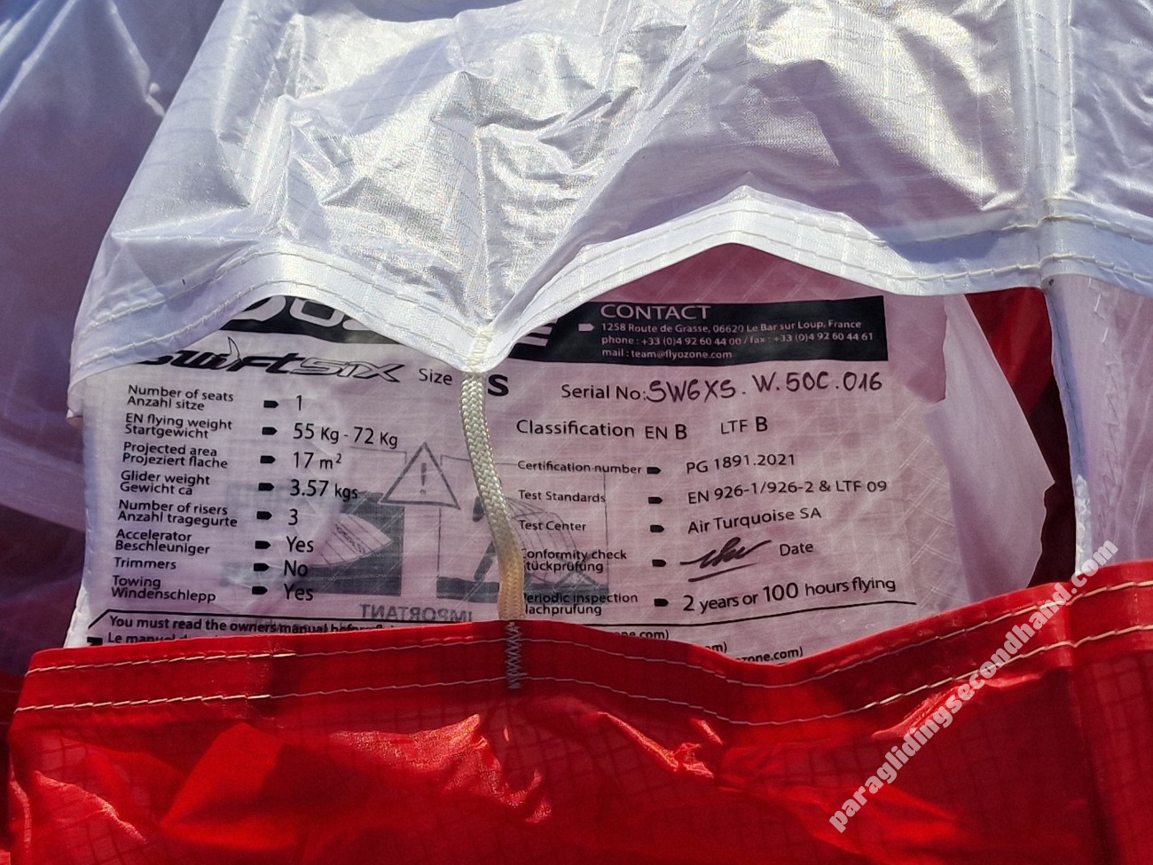 Ozone Swift 6, XS, 2023, (55-72kg), 5h - 画像 3