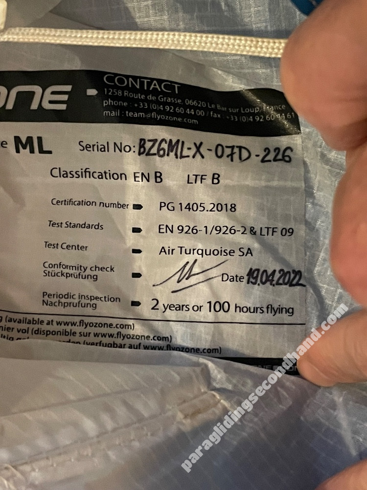 Ozone Buzz Z6 ML (9 hours airtime) + Sup’Air Evo Lite Harness + Reserve. Full Kit + Extras. - Image 10