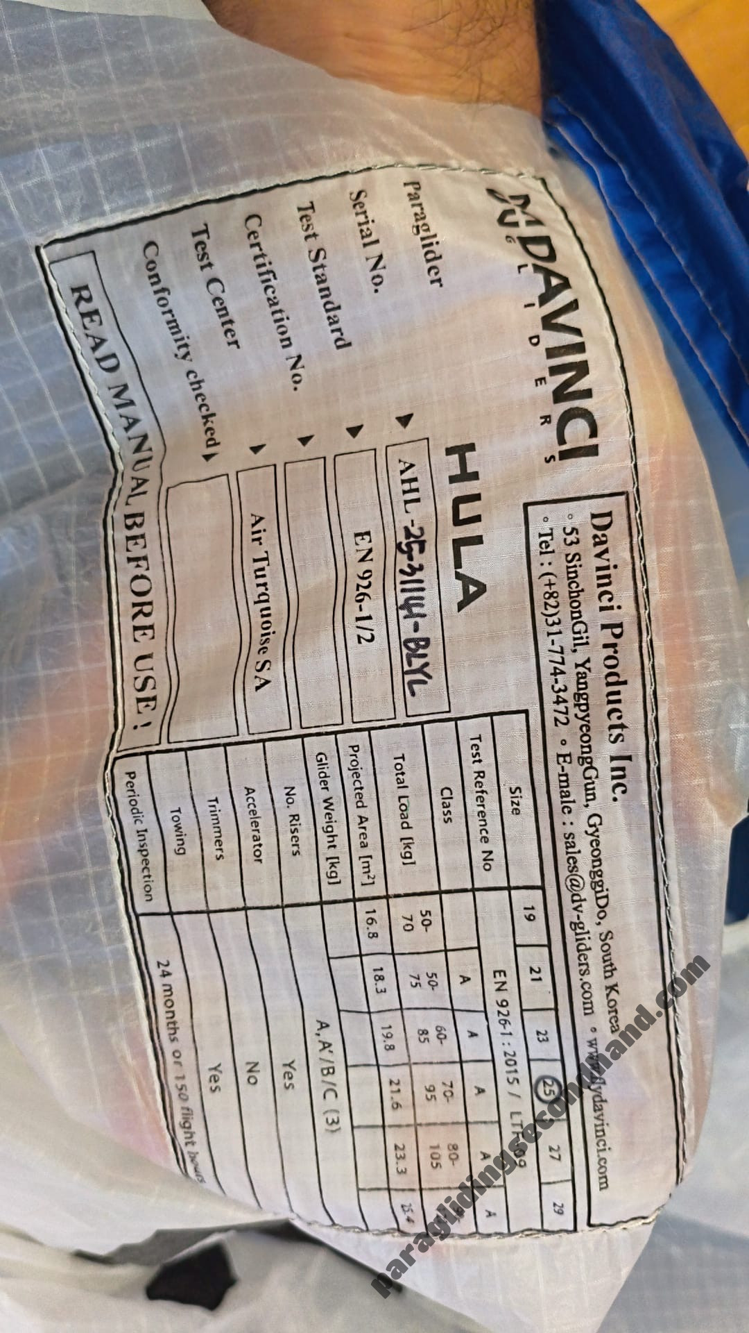 Davinci Gliders Hula, 25, 2021, (75-95kg), 30h - Image 3