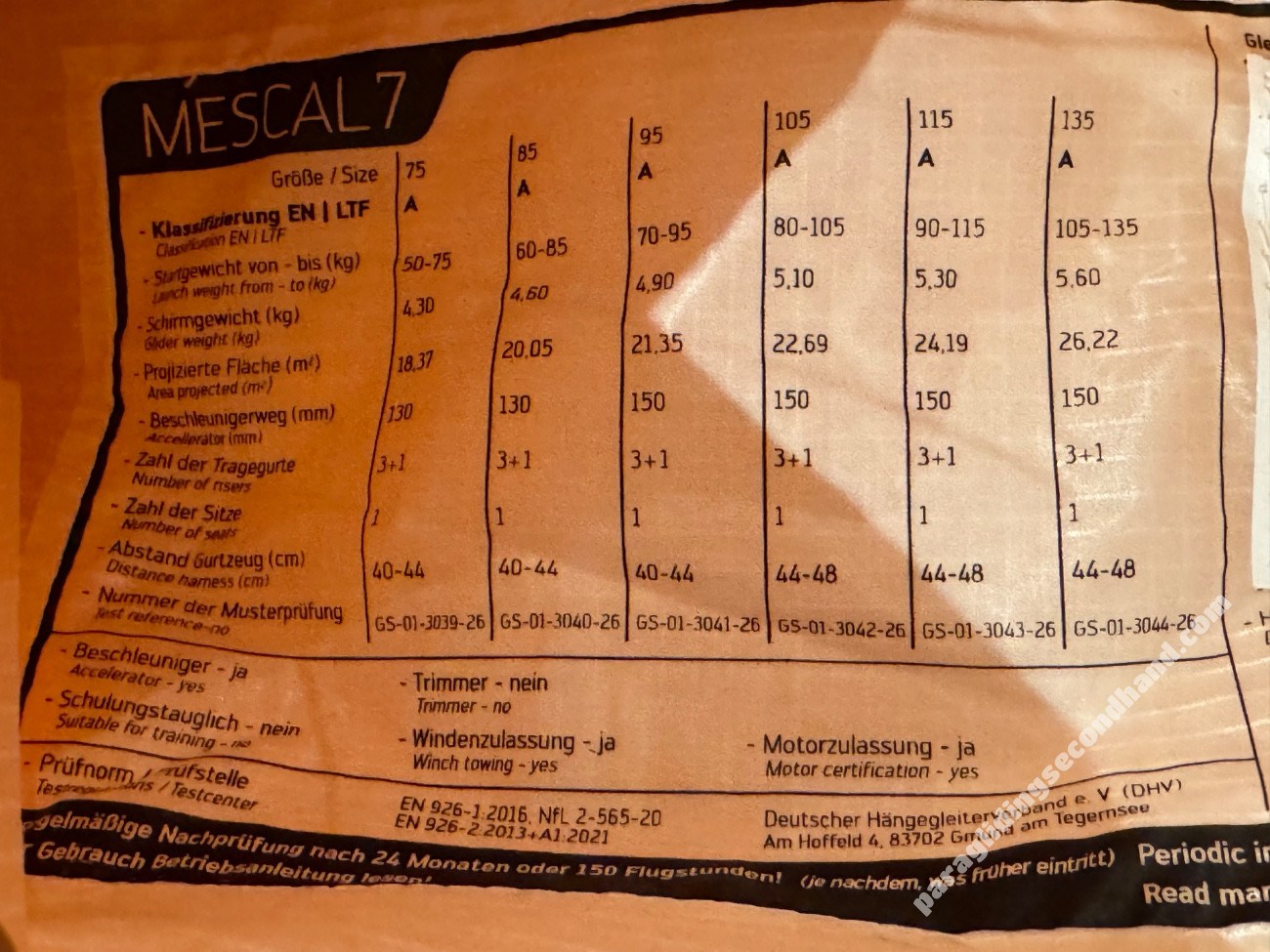 Skywalk Mescal 7, 31, 2026, (105-135kg), 0h - Image 2
