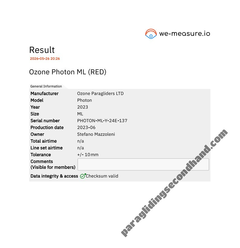 Ozone PHOTON APPENA REVISIONATO, ML, 2023, (95-105kg), 145h - Image 9