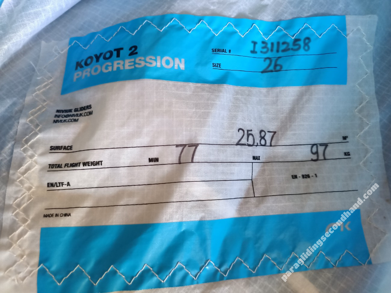 Niviuk Koyot 2 progresive, 26, 2015, (77-97kg), 80h - Εικόνα 4