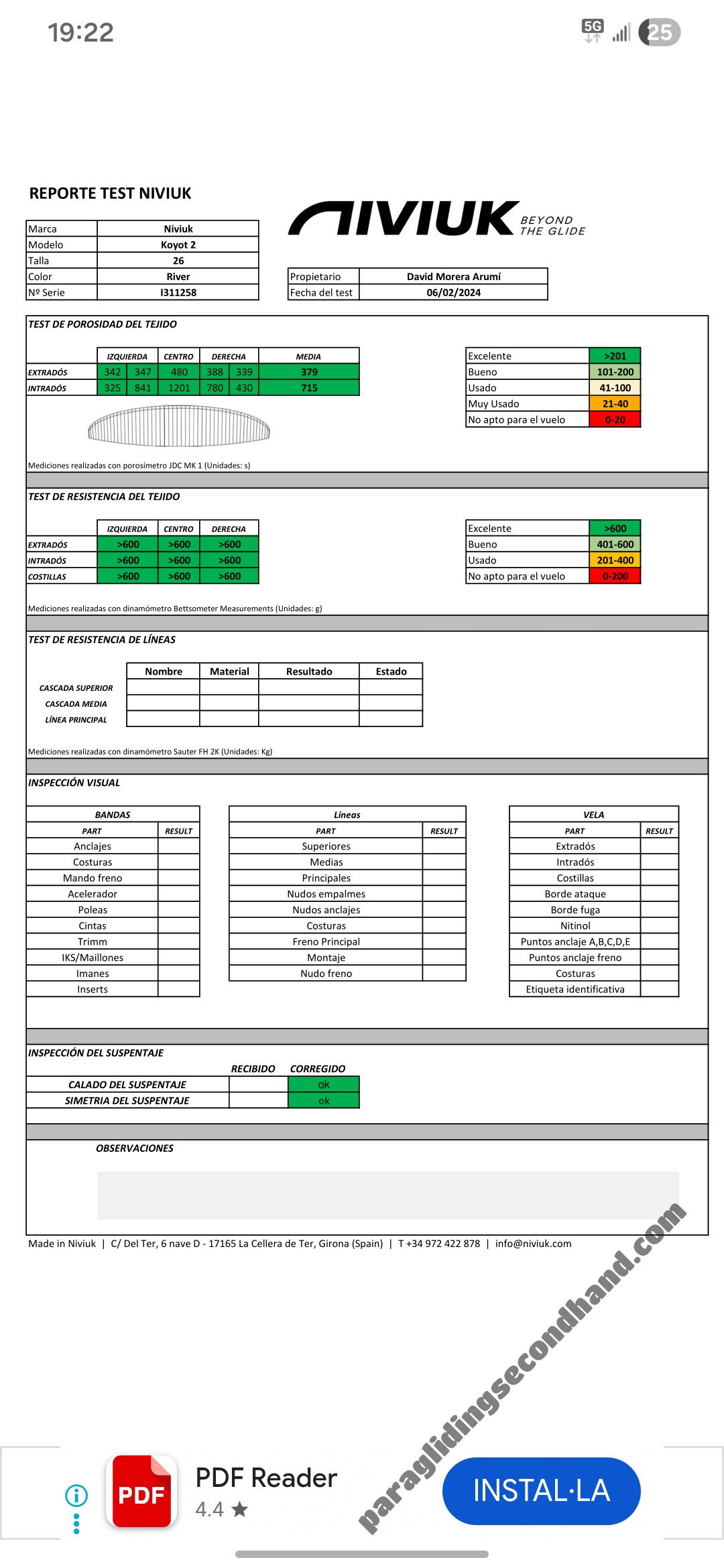 Niviuk Koyot 2 progresive, 26, 2015, (77-97kg), 80h - Εικόνα 2