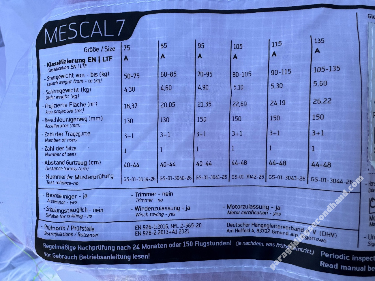 Skywalk Mescal 7, 115, 2026, (90-115kg), 2h - Image 2