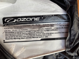 Ozone Rapido 3, 11, 2022, (60-110kg), 15h