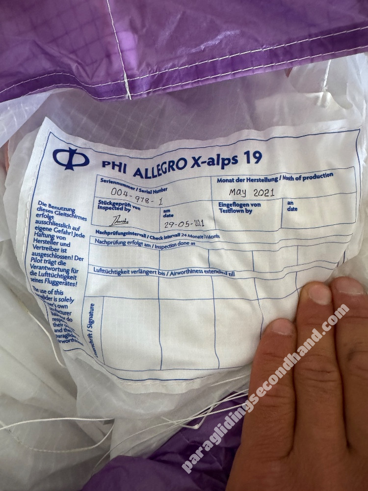 Phi Allegro X -Alps, 19, 2021, (65-85kg), 15h
