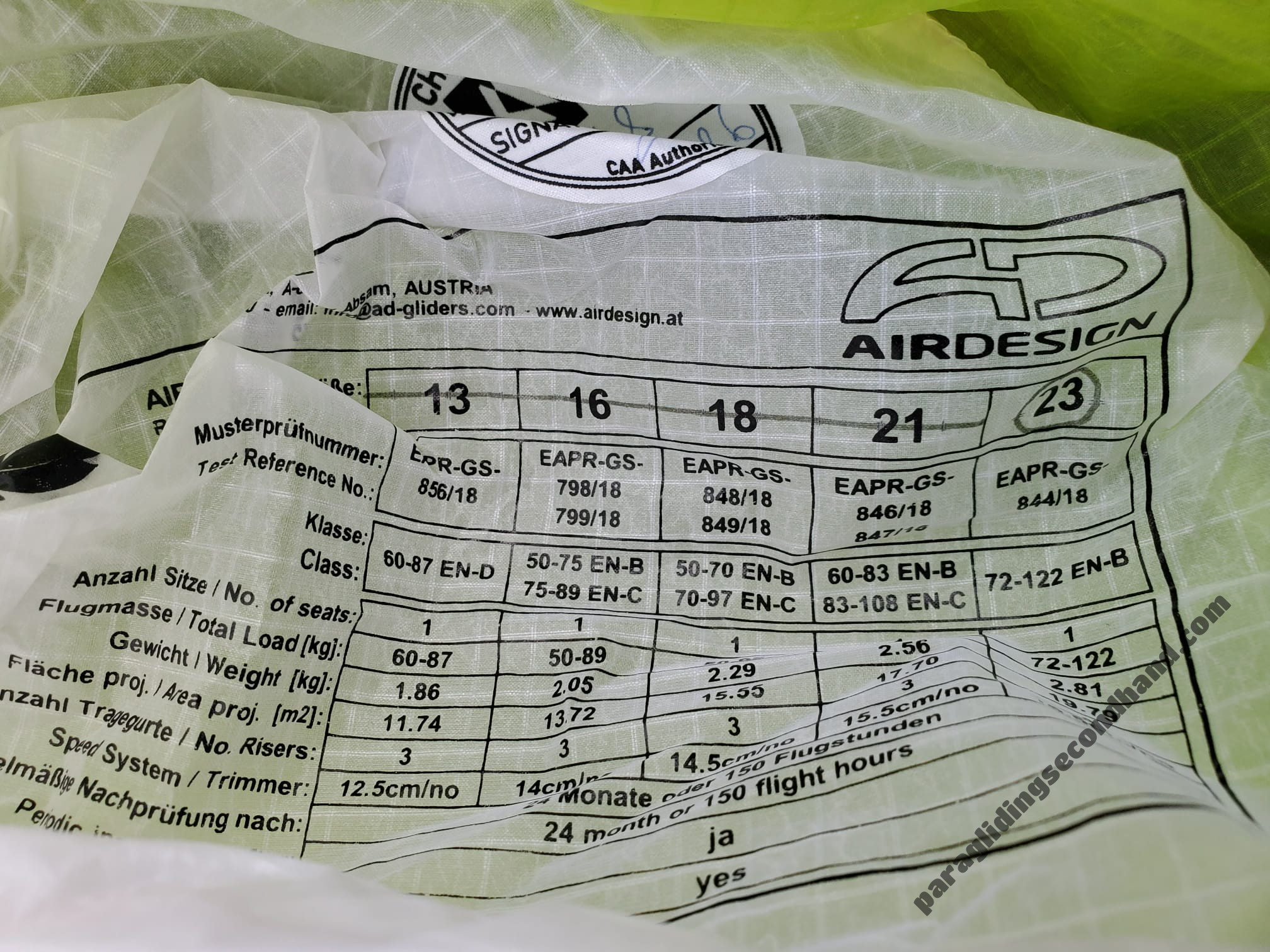 Air Design Susi 3, 23, 2021, (72-122kg), 40h - Изображение 3