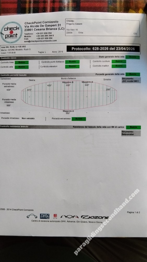 Ozone Rush 5, L, 2019, (95-115kg), 60h