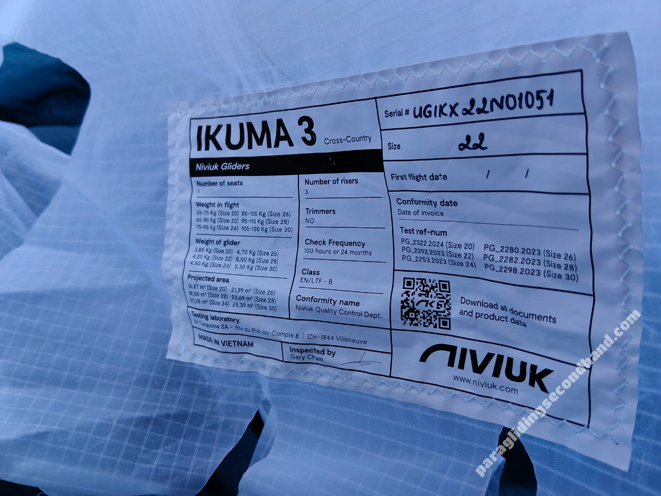 Niviuk Ikuma 3, 22, 2025, (75-85kg), 100h - 이미지 3