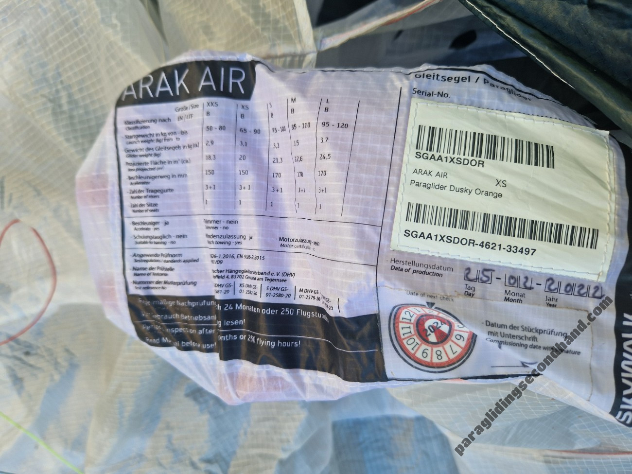 Skywalk Arak Air, XS, 2022, (65-90kg), 60h