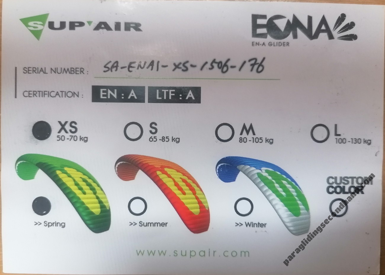 Supair Eona, XS, 2015, (50-73kg), 25h - Image 6