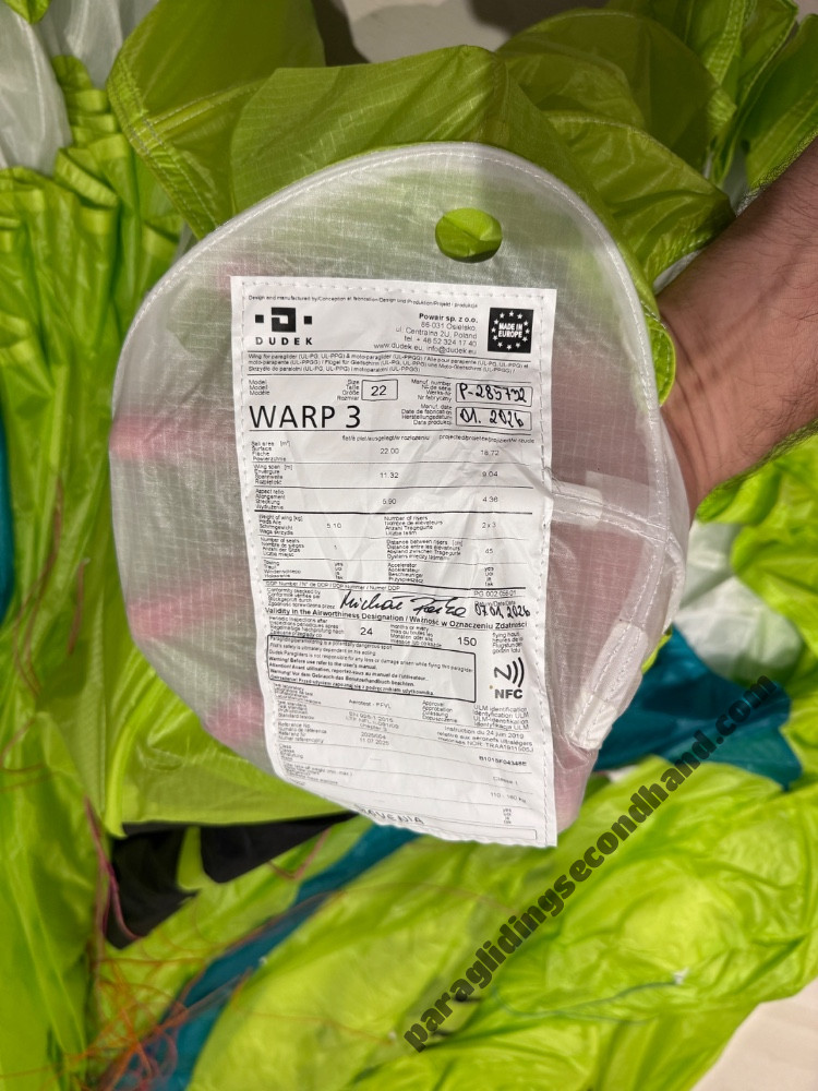 Dudek WARP 3, 22, 2026, (110-160kg), 8h - Görsel 8