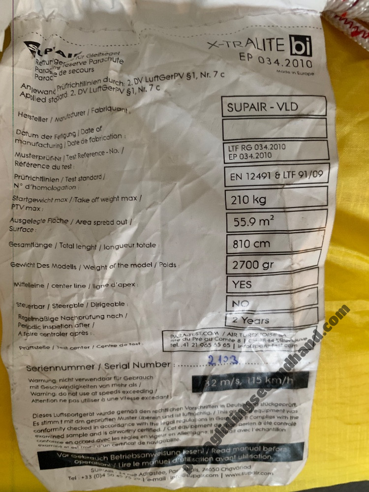 Tandem reserve Supair X-Tralite Bi 210 Kh - Image 3