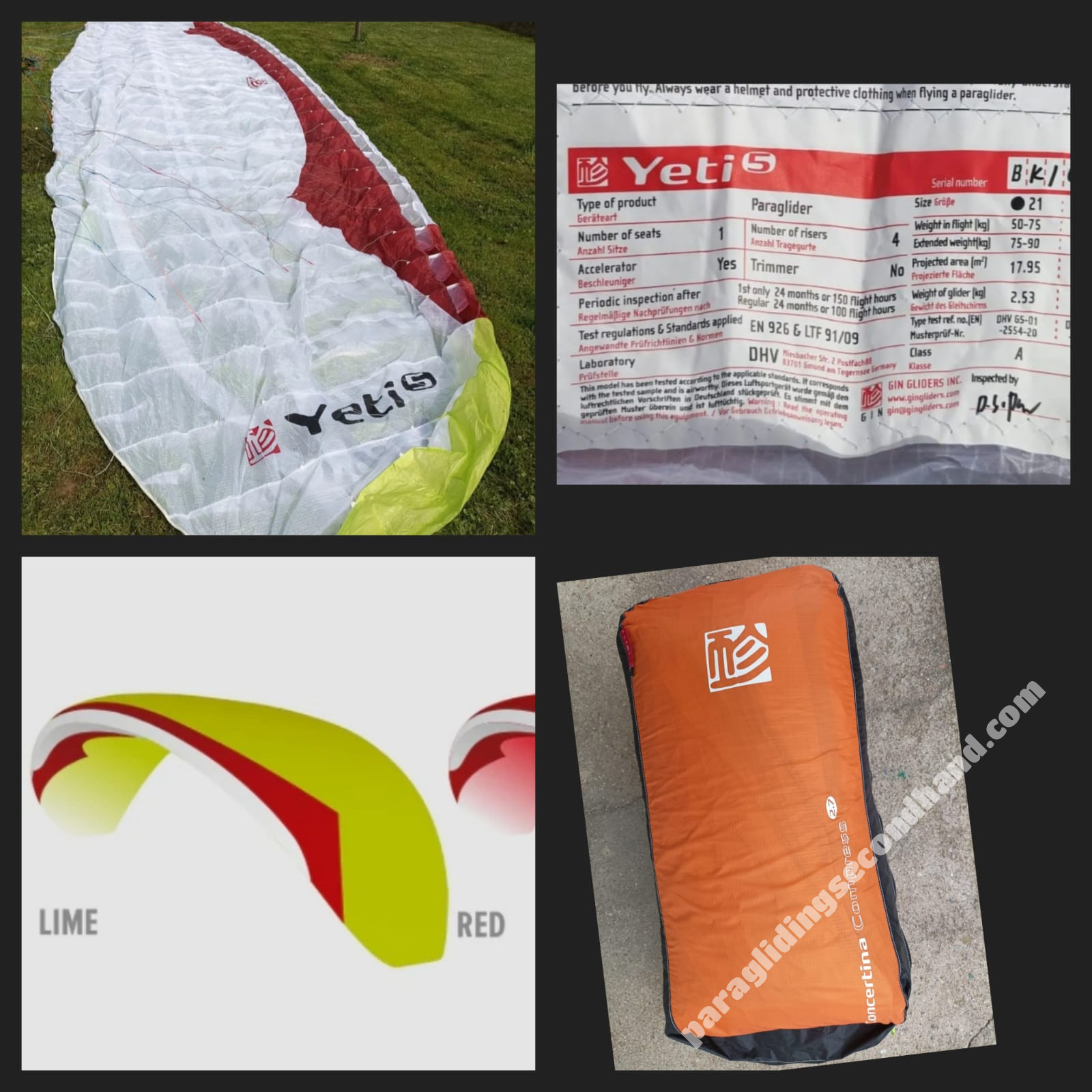 GIN Gliders Yeti 5, 21, 2022, (50-75kg), 3h