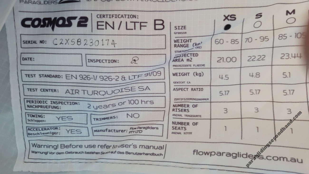 Flow Cosmos 2, XS, 2023, (65-85kg), 85h - Image 2