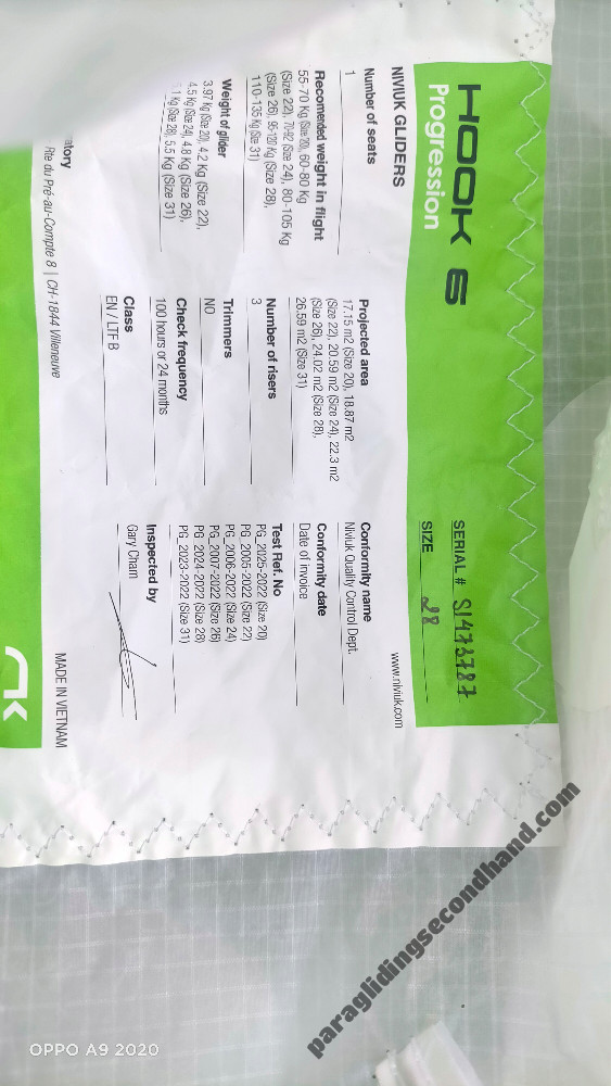 Niviuk Hook 6, L, 2024, (95-120kg), 30h - Image 4