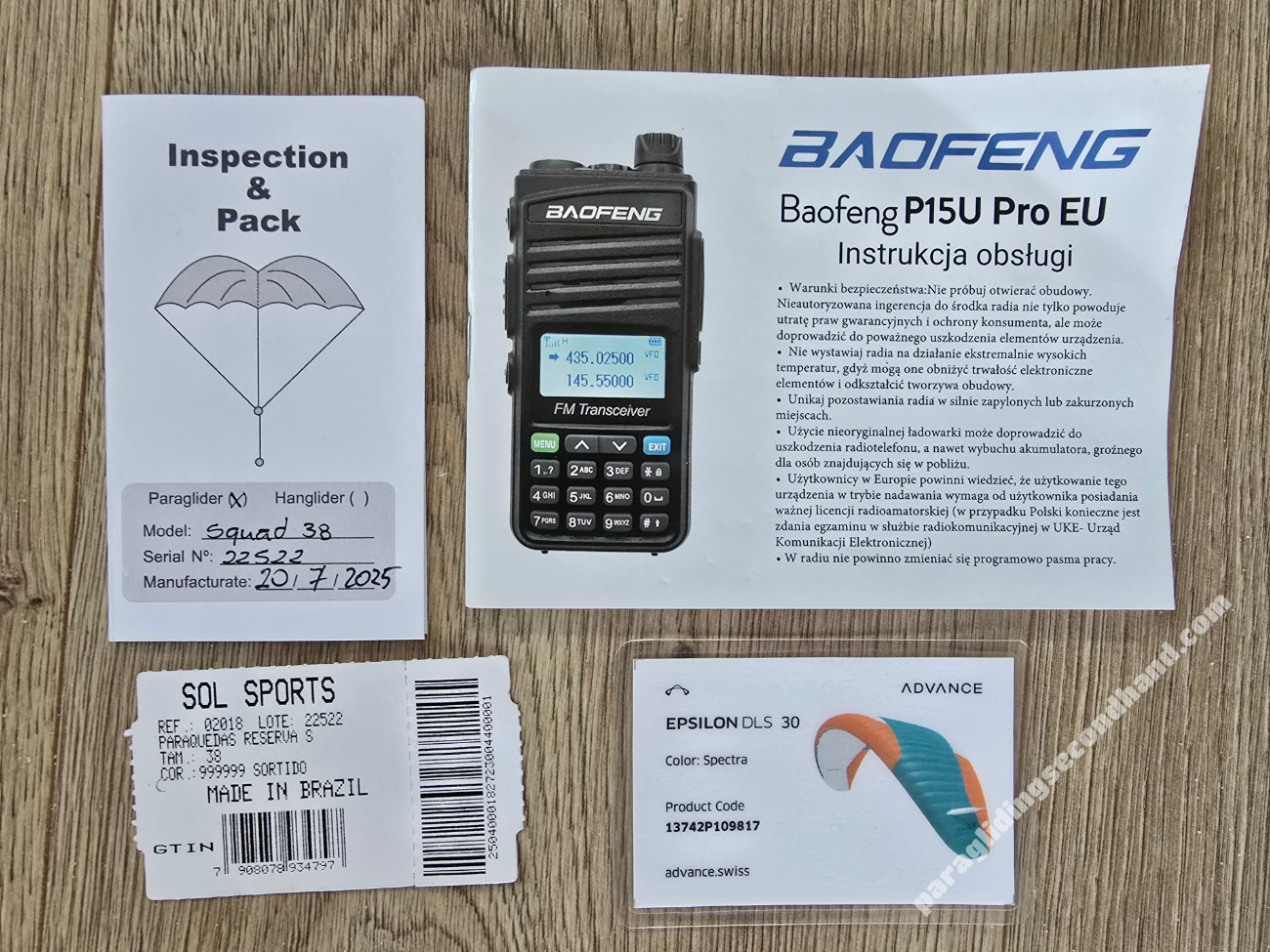 Zestaw paralotnia niskie B dla pilota 113 do 130kg. Praktycznie nówka. Advance epsilon DLS 30, succes 5, zapas, radio, wyczep, pokrowiec plecak