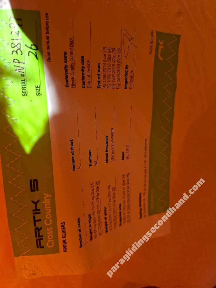 Niviuk Artik5, 26, 2018, (90-110kg), 150h - 图片 2