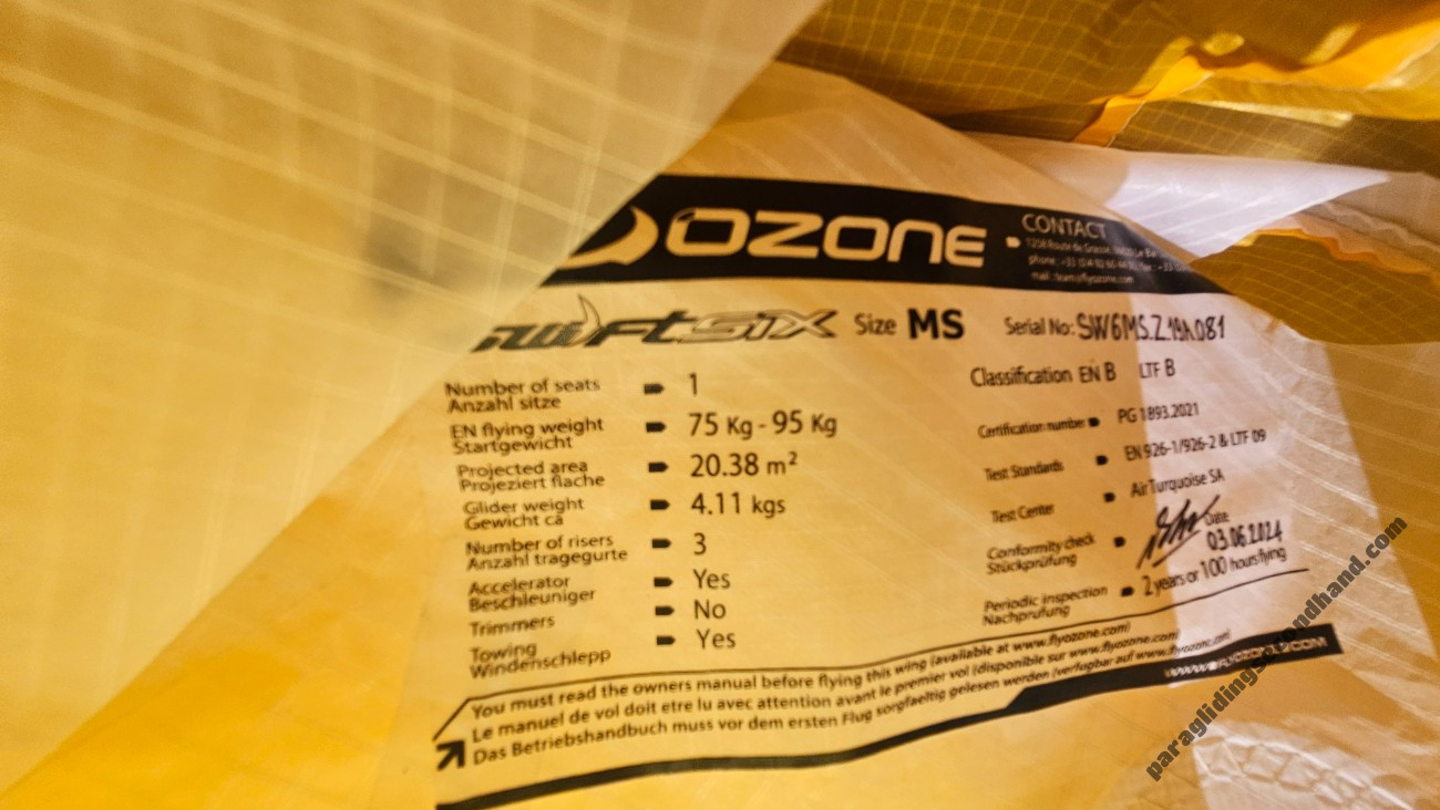 Ozone Swift 6, MS, 2024, (75-95kg), 60h - Imagen 4